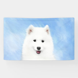 Samoyed Puppy Painting - Cute Original Dog Art Banner