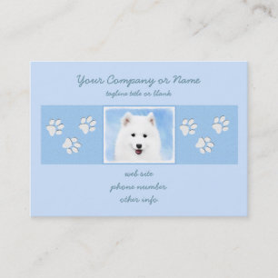 Samoyed Puppy Painting - Cute Original Dog Art Business Card