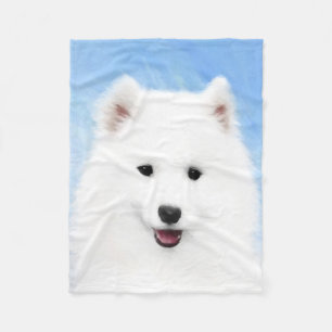 Samoyed Puppy Painting - Cute Original Dog Art Fleece Blanket