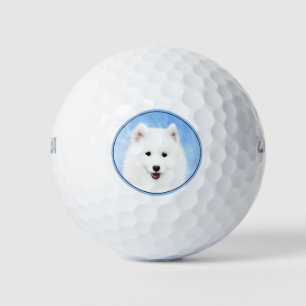 Samoyed Puppy Painting - Cute Original Dog Art Golf Balls
