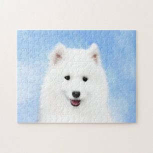Samoyed Puppy Painting - Cute Original Dog Art Jigsaw Puzzle
