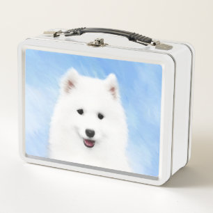 Samoyed Puppy Painting - Cute Original Dog Art Metal Lunch Box