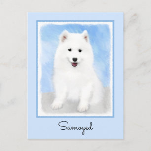 Samoyed Puppy Painting - Cute Original Dog Art Postcard