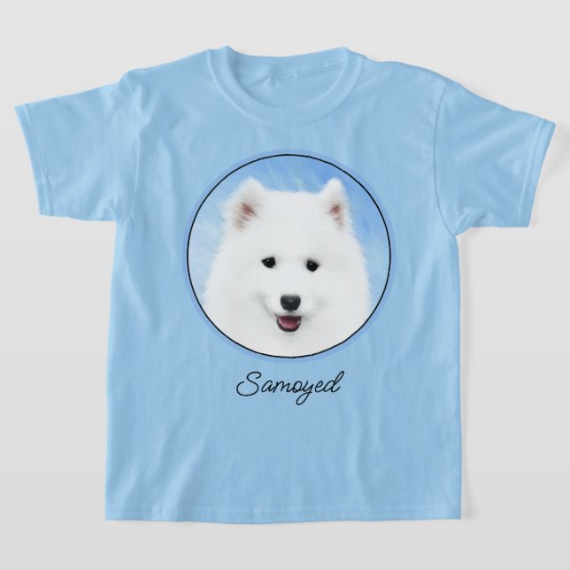 Samoyed Puppy Painting - Cute Original Dog Art T-Shirt (Laydown)