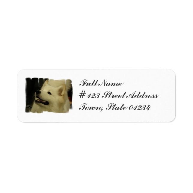 Samoyed Puppy Return Address Mailing Label (Front)