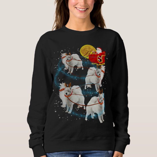 Samoyed Reindeer Christmas Lights Pajama Sweatshirt (Front)