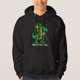 Samoyed Riding Dinosaur Patricks Day Shamrock Hoodie