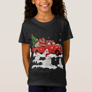Samoyed Riding Red Truck Merry Christmas X-mas Ugl T-Shirt