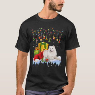 Samoyed Santa Hat Christmas Lights Christmas Pajam T-Shirt