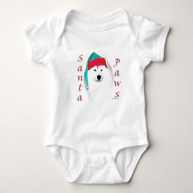 Samoyed Santa Paws Baby Bodysuit (Front)