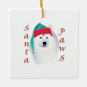 Samoyed Santa Paws Ceramic Ornament
