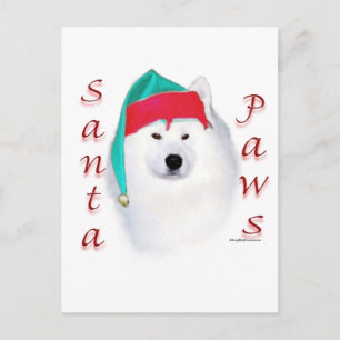 Samoyed Santa Paws Holiday Postcard