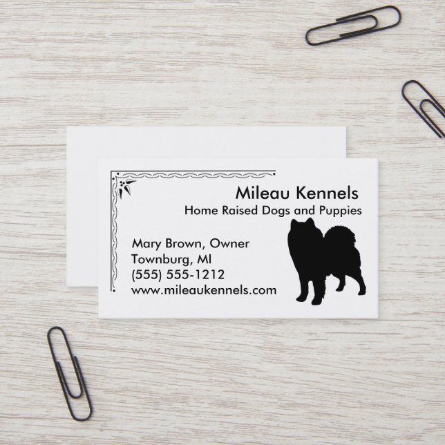 Samoyed Silhouette Business Card (Front/Back In Situ)