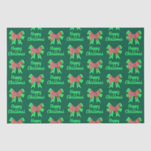 Samoyed Silhouette Christmas Dog & Bow Green Tissue Paper