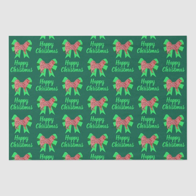 Samoyed Silhouette Christmas Dog & Bow Green Tissue Paper (Front)