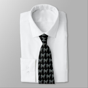 Samoyed Silhouette Dog Yellow & Blue Black Tie