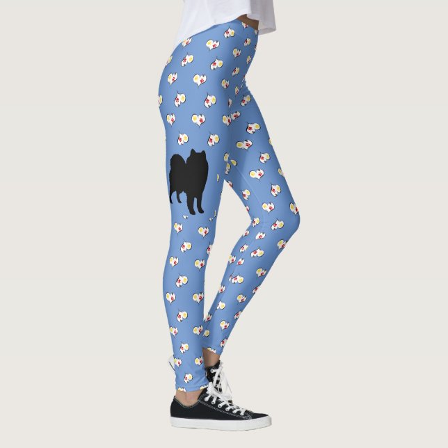 Samoyed Silhouette Hearts Leggings (Right)