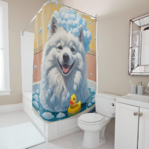 Samoyed Sloppy Sleepy Cute Funny  Shower Curtain