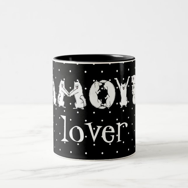 Samoyed Spelled in Samoyed Dog Letters Two-Tone Coffee Mug (Center)