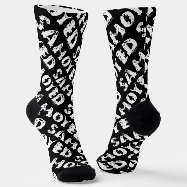 Samoyed Spelled in Samoyed Dogs Letters Funny Socks (Angled)