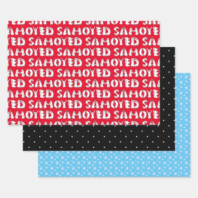 Samoyed Spelled in Samoyed Dogs Letters Funny Wrapping Paper Sheet (Set)