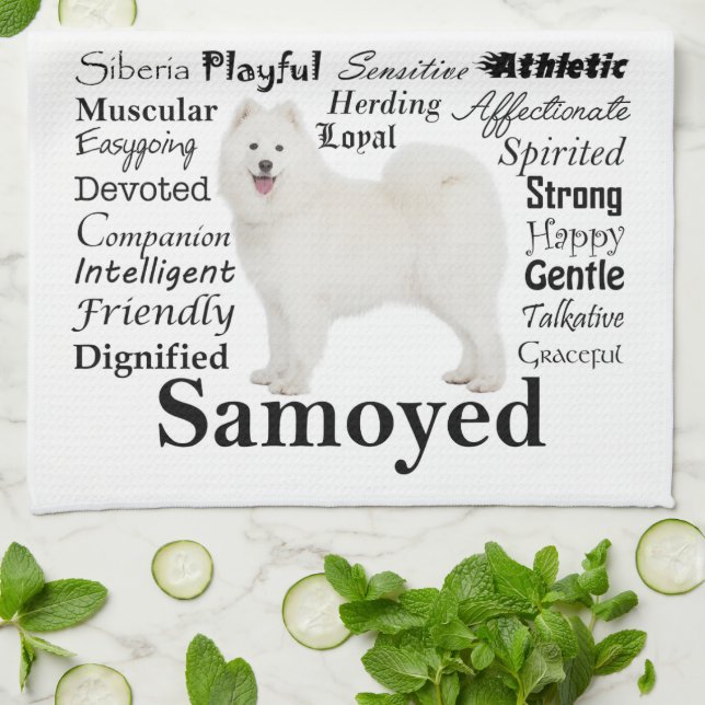 Samoyed Traits Kitchen Towel (Folded)