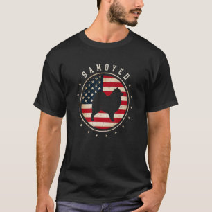 Samoyed Usa Flag 4th July Dog Mum Dad T-Shirt