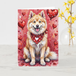 Samoyed Valentine’s Day Dog with Hearts Red Card