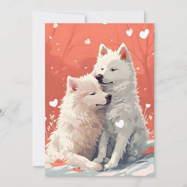 Samoyed Valentine's day  Holiday Card (Front)