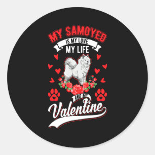 Samoyed Valentines Day Samoyed 1  Classic Round Sticker