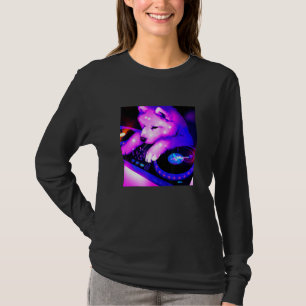 Samoyed Vaporwave DJ Dog  Aesthetic Women Boys Gir T-Shirt