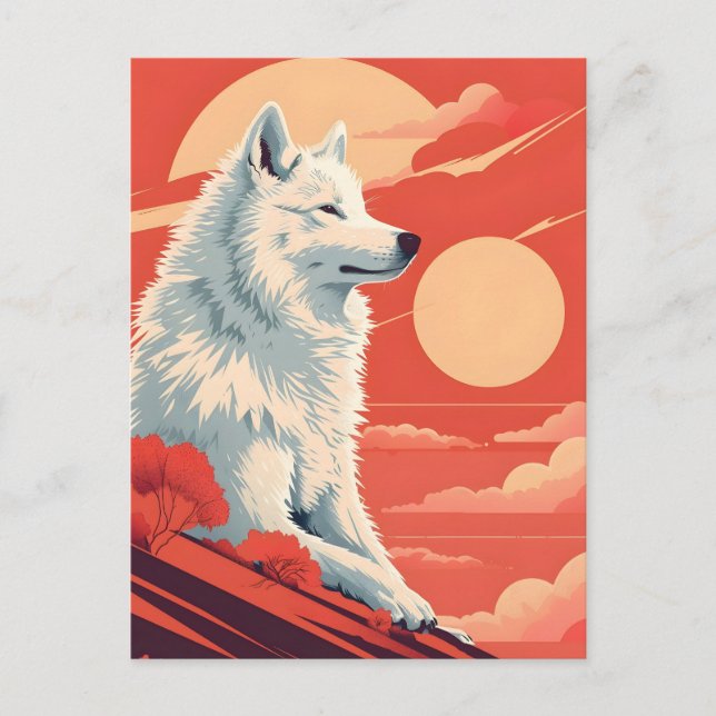 Samoyed Vintage Art Postcard (Front)