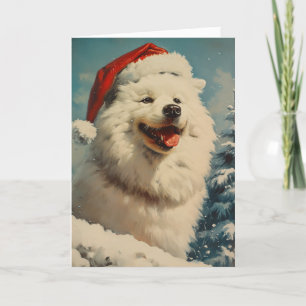 Samoyed vintage personalised Christmas Holiday Card
