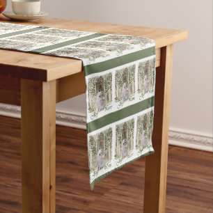 Samoyed Vintage Style Christmas Holiday Short Table Runner