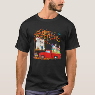 Samoyed Wearing Bunny Ear Red Truck With Eggs T-Shirt