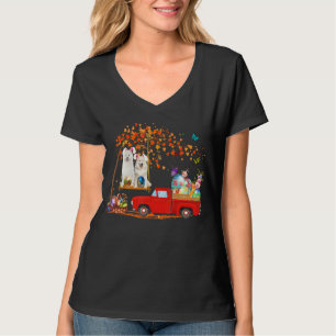 Samoyed Wearing Bunny Ear Red Truck With Eggs T-Shirt