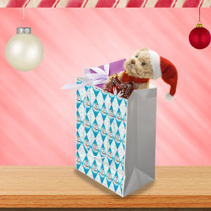 Samoyed Winter Holiday Diamond Pattern Medium Gift Bag