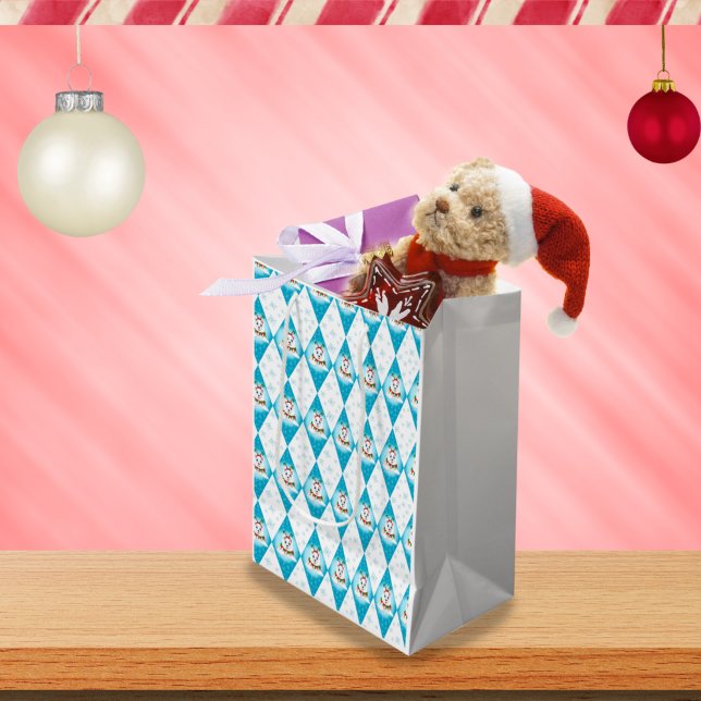 Samoyed Winter Holiday Diamond Pattern Medium Gift Bag (Creator Uploaded)