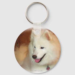 Samoyed, with Digital Oil Painting Effects, key Key Ring