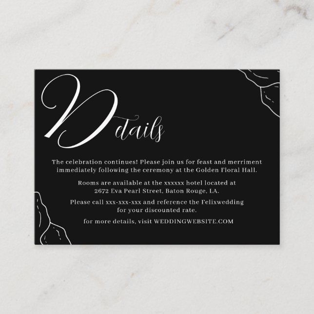 Sample Black And White Line Typography Detail Enclosure Card (Front)