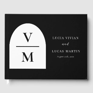 Sample Black Monogram Wedding  Guest Book