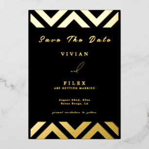 Sample Classic Golden Line Wave Save The Date Card