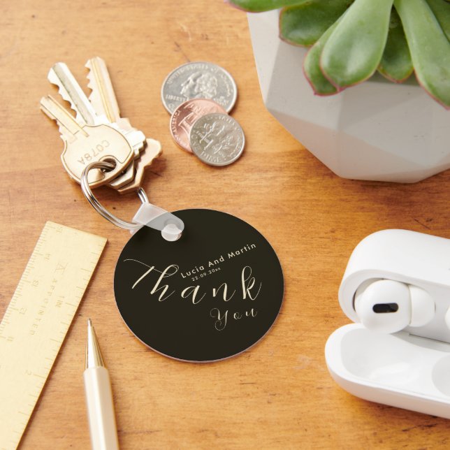 Sample Dark Green Wedding Thankyou Key Ring (Desk)