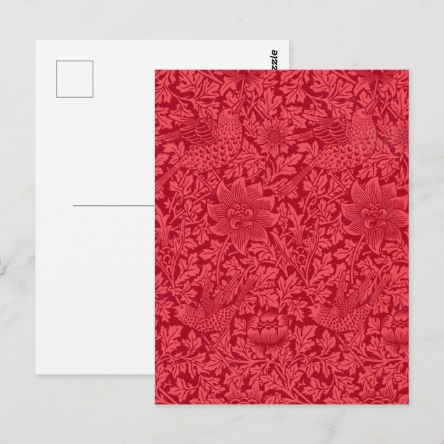 Sample of Bird, Anemone Wallpaper by Morris Postcard (Front/Back)