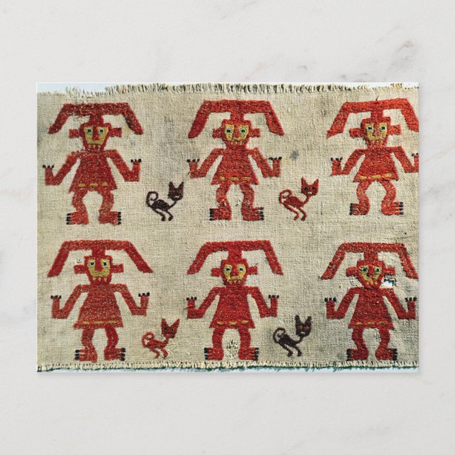 Sample of Lambayeque fabric with a figure Postcard (Front)