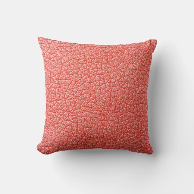 Sample of orange leather upholstery textureabstrac cushion (Front)