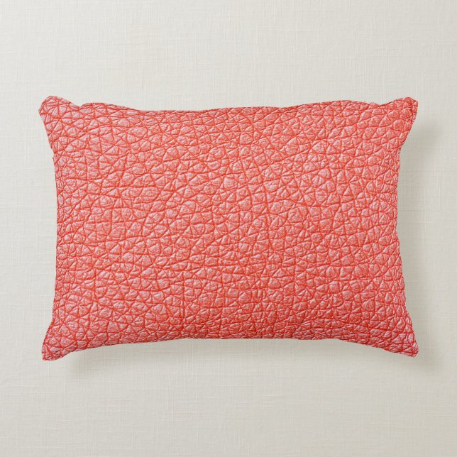 Sample of orange leather upholstery textureabstrac decorative cushion (Front)