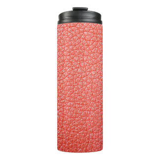 Sample of orange leather upholstery textureabstrac thermal tumbler