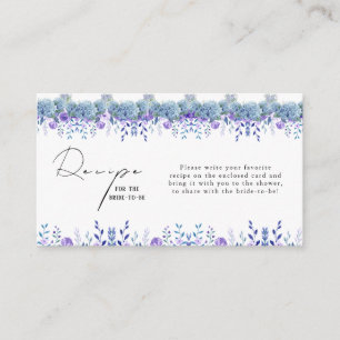 Sample Purple Floral Garden Bridal Shower Recipe Enclosure Card