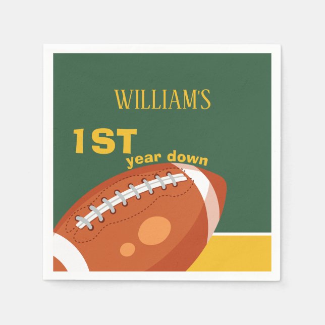 Sample Retro Football First Year Down 1st Birthday Napkin (Front)